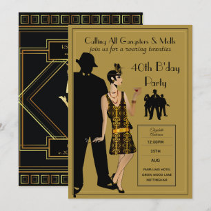 Eine Roaring Twenties Party, Gangster Flapper Deco Einladung