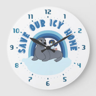 Eine Robbe und ein Pinguin "Rettet unsere eiskalte Große Wanduhr