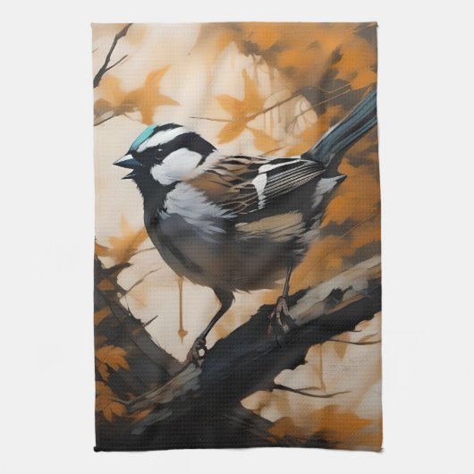 Eine Robin-Serenade im Blätterdach, Geschirrtuch (Vertikal)