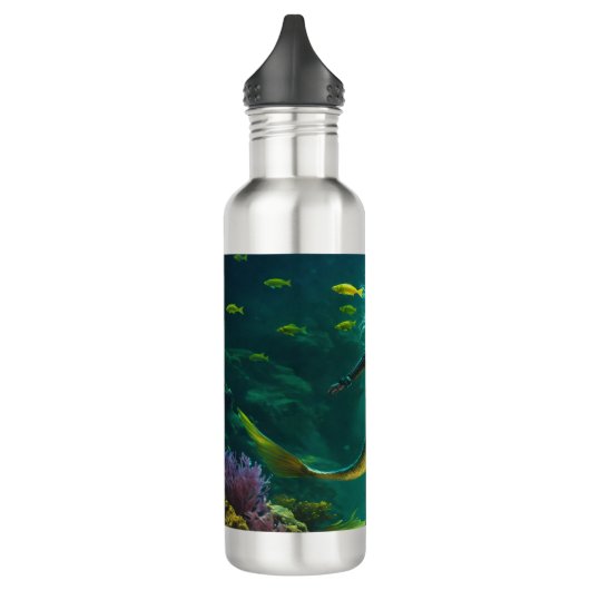 Eine Roboter-Meerjungfrau am Meeresgrund Edelstahlflasche (Links)