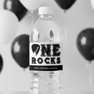 Eine Rocks-Gitarrenpick 1. Geburtstagsfeier Wasserflaschenetikett