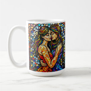 Eine romantische Embrase   Mosaik Women Ai Art Kaffeetasse