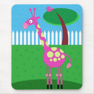 Eine rosa Giraffe lebt in meinem Hinterhof-Mauspad Mousepad