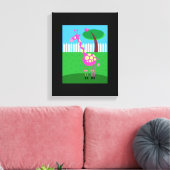 Eine rosa Giraffe lebt in meinem Hinterhof verwüst Leinwanddruck (Insitu (Wohnzimmer))