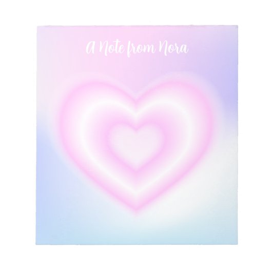 Eine rosa neonale Herzform Notizblock (Vorderseite)