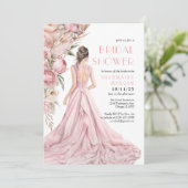 Eine rosa Peonies Dreamy Bridal Dusche Einladung (Stehend Vorderseite)