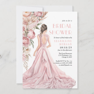 Eine rosa Peonies Dreamy Bridal Dusche Einladung