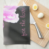 Eine Rosa-Rose im Gartenstil Geschirrtuch (Viertel Falte)