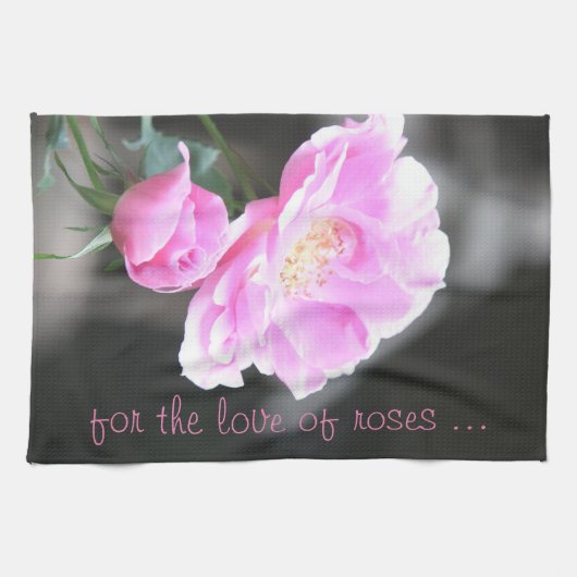 Eine Rosa-Rose im Gartenstil Geschirrtuch (Horizontal)