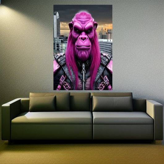 Eine rosa und lila Alien | AI Art Poster