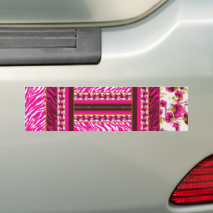 eine rosa und weiße Tapete mit einem Kreuz. Autoaufkleber