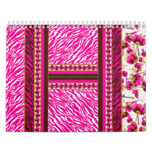 eine rosa und weiße Tapete mit einem Kreuz. Kalender