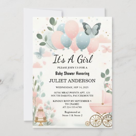 Eine Rose Boho Gold Mama Chic Spring Baby Dusche Einladung (Vorderseite)