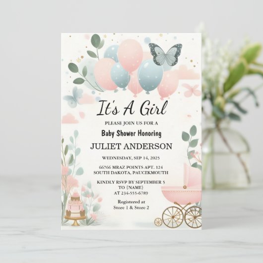 Eine Rose Boho Gold Mama Chic Spring Baby Dusche Einladung (Stehend Vorderseite)