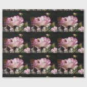 Eine Rose, eine Knospe u. ein Geschenkpapier (Flach)