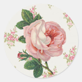 Eine Rose für eine Rose Vintages rosa Blumenmuster Runder Aufkleber