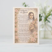 Eine Rose für St. Thérèse Andachtskarte Karte (Stehend Vorderseite)