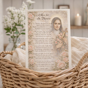 Eine Rose für St. Thérèse Andachtskarte Karte