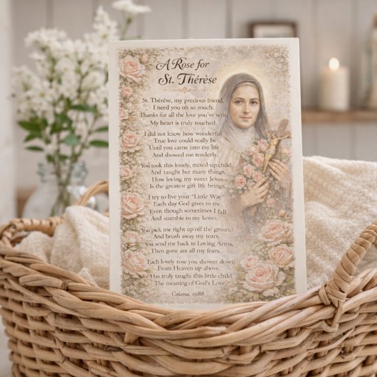 Eine Rose für St. Thérèse Andachtskarte Karte