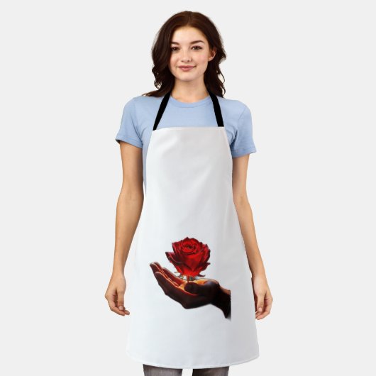 Eine Rose gibt Liebe aus Schürze (Getragen)