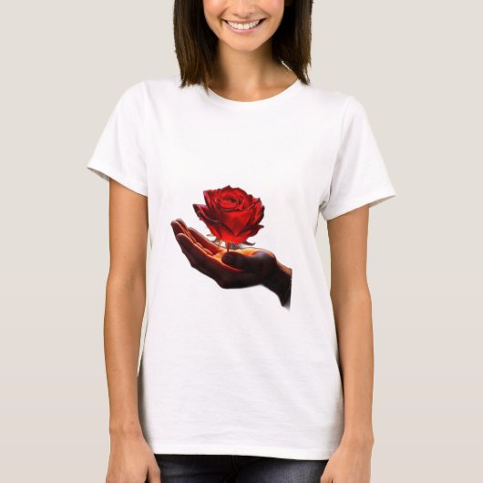 Eine Rose gibt Liebe aus" T-Shirt (Vorderseite)