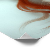 Eine rot gekleidete Frau, die eine Katze in den Wo Poster (Ecke)