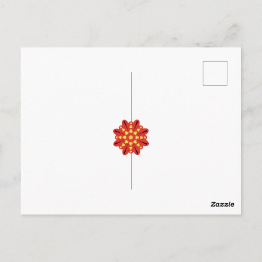 eine rot-gelbe Blume mit schwarzen Punkten Postkarte (Rückseite)
