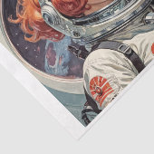 Eine rote Astronautin, die in den 1950ern zum Mond Seidenpapier (Ausschnitt)