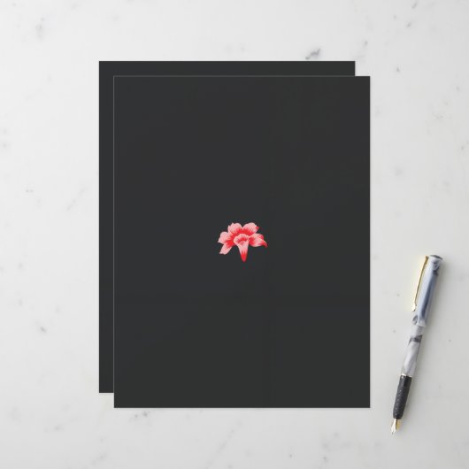 eine rote Blume auf schwarzem Hintergrund (Vorderseite/Rückseite Beispiel)