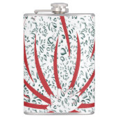 eine rote Blume auf schwarzem Hintergrund Flachmann (Vorderseite)