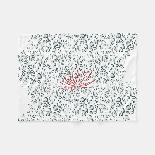 eine rote Blume auf schwarzem Hintergrund Fleecedecke (Vorderseite (Horizontal))