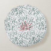 eine rote Blume auf schwarzem Hintergrund Rundes Kissen (Rückseite)