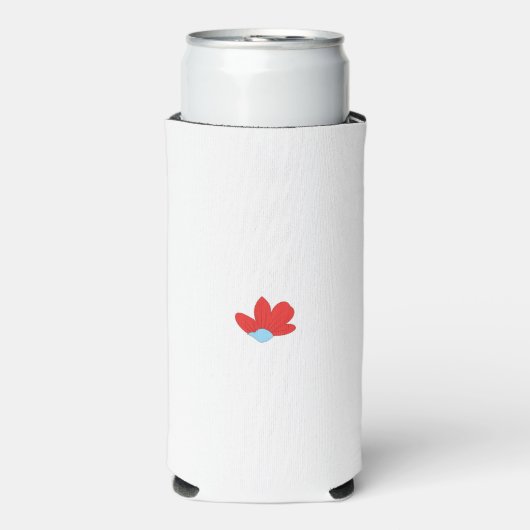 eine rote Blume mit blauem Zentrum Selters Dosenkühler (Seltzer Vorderseite)