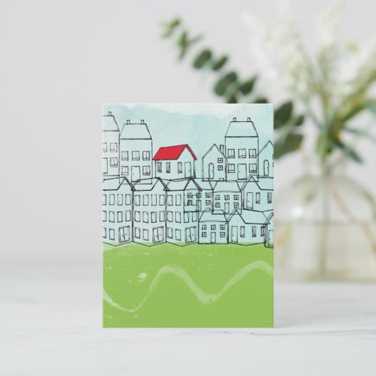 Eine rote Dachdecke Postkarte (Stehend Vorderseite)