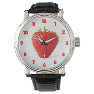 Eine Rote Erdbeere Fett Rote Zahlen waren Armbanduhr
