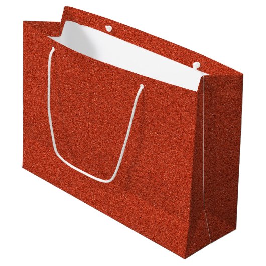 Eine rote glitzernde Papiertüte Große Geschenktüte (Vorderseite Schrägansicht)