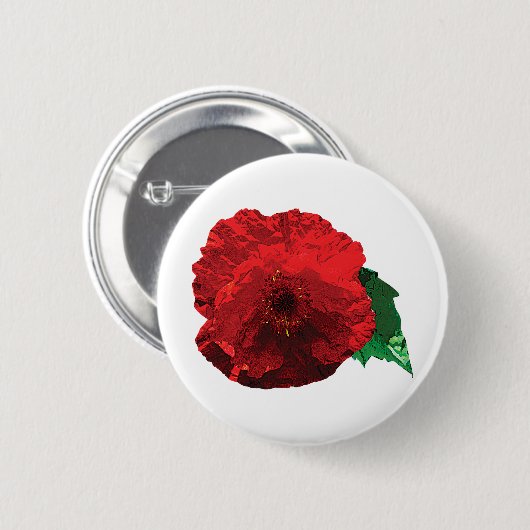 Eine rote Mohnblume Button (Vorne & Hinten)