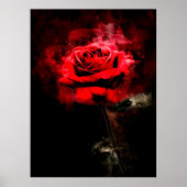 Eine rote Rose Aquarell auf schwarzem Hintergrund Poster (Vorne)