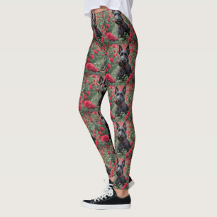 "Eine Rote Rose für den Schwarzen Schottischen Rei Leggings