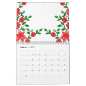 Eine rote Rose mit detaillierten Blättern, in Kli Kalender (Feb 2027)