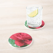 Eine Rote Rose Sandstein Untersetzer (Seite)