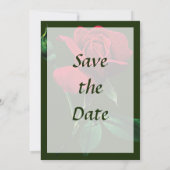 Eine rote Rosenknospe Save the Date (Rückseite)