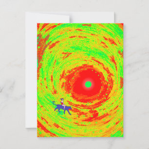 Eine rote Sonne und ein Mädchen Postkarte