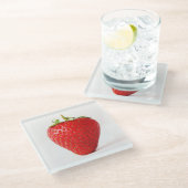 Eine rote Strawberry-Küste Glasuntersetzer (Schrägansicht)