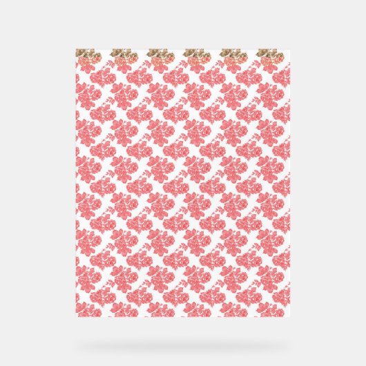 eine rote und weiße Blume auf weißem Hintergrund Acrylschild (Vorderseite)