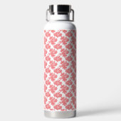 eine rote und weiße Blume auf weißem Hintergrund Trinkflasche (Rückseite)