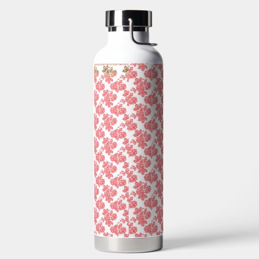 eine rote und weiße Blume auf weißem Hintergrund Trinkflasche (links)