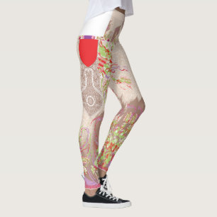 eine rote Vase mit Blume darauf. Leggings