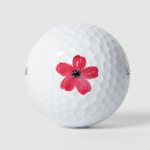 Eine rote Wasserfarbe Fünf Petal-Blume Golfball (Vorderseite)