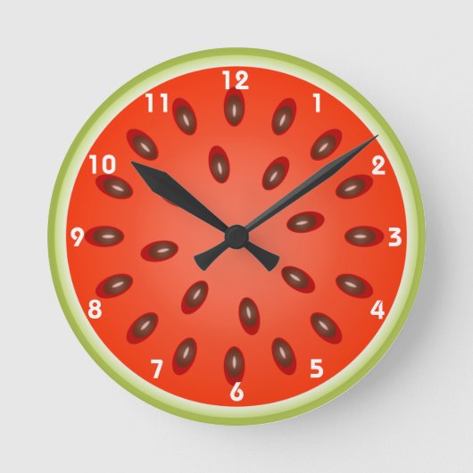 Eine Rote Wassermelone Runde Wanduhr (Vorderseite)